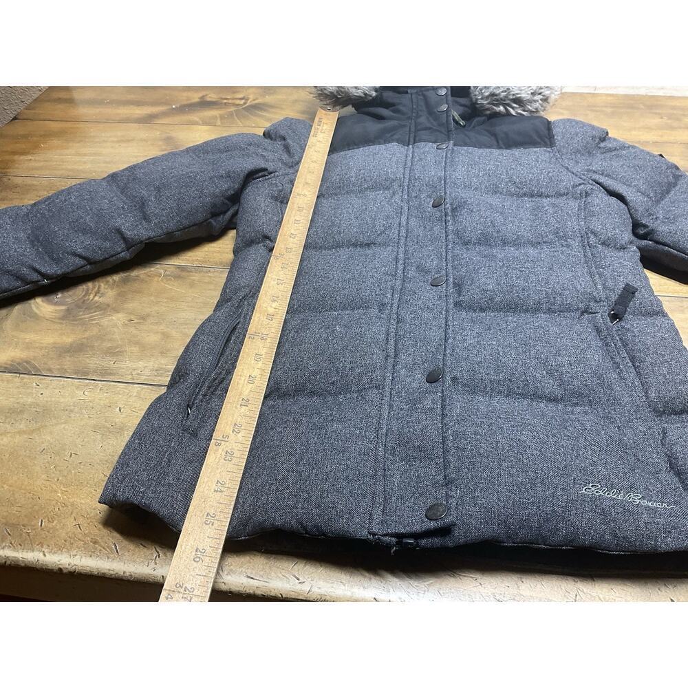 Eddie Bauer Noble Parka Winter Down Coat Faux Fur Hood Gray Size Small - Picture 5 of 14